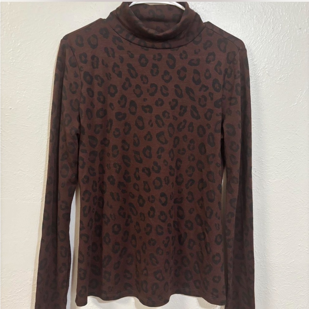 Ann Taylor Brown and Black Patterned Turtleneck